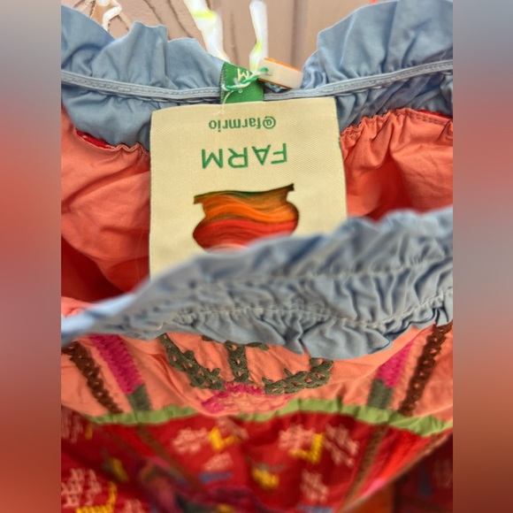 NWT Farm Rio tiered dress. Color blocking embroidered midi dress. Color: multi - Picture 9 of 11